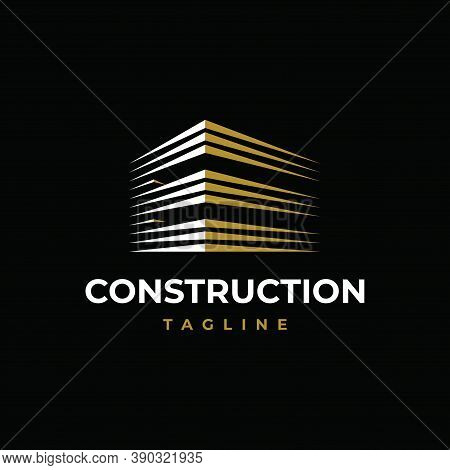 Letter E Logo Design Vector Template.building With Initial E Shape