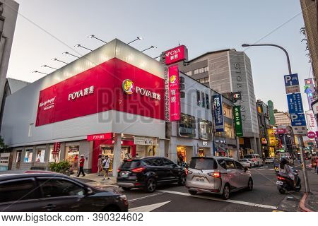 Taipei, Taiwan - Oct 4th, 2020: famous Poya personal beauty and daily merchandise in Ximending district at Taipei, Taiwan