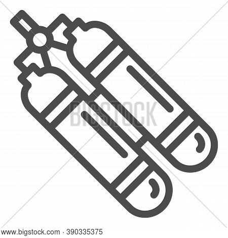 Aqualung Line Icon, Underwater Sport Concept, Oxygen Tank For Diver Sign On White Background, Aqualu