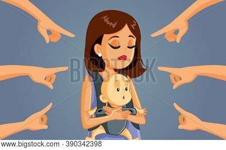Mom Shaming Feeling Sad Concept Vector Cartoon Illustration