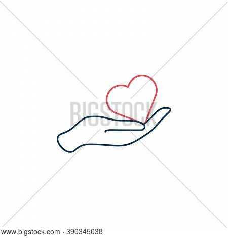Heart In Hand Vector Icon. Hand Drawn Hand Holding Heart. Medicine Icon. Symbol Of Kindness And Char