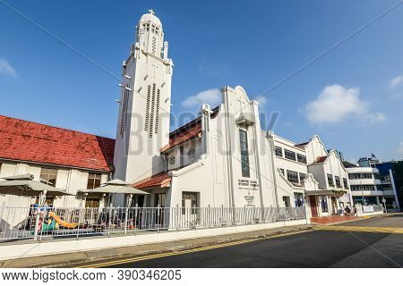 Singapore - December 4, 2019: The Kampong Kapor Methodist Church At Little India District In Singapo