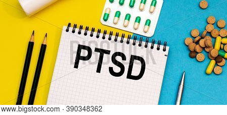 Treatment Word, Ptsd Word With Medical Concepts And Medical Equipment