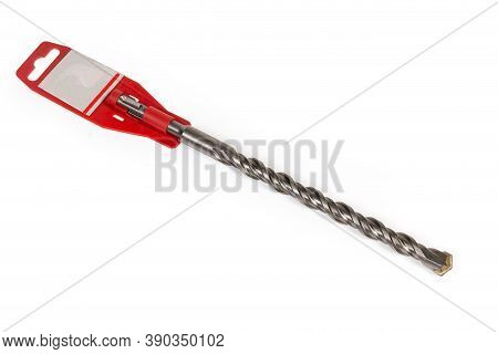 Masonry And Concrete Drill Bit With Special Shank And Carbide Bit Tip On Plastic Holder Label On A W
