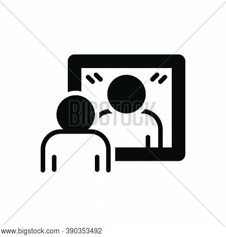 Black Solid Icon For Reflection Mirror Image Shadow Reflectivity Glass Figure Look Self