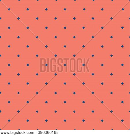 Blue stars on a red background seamless vector pattern. Hand-drawn small scale diamond tie print.