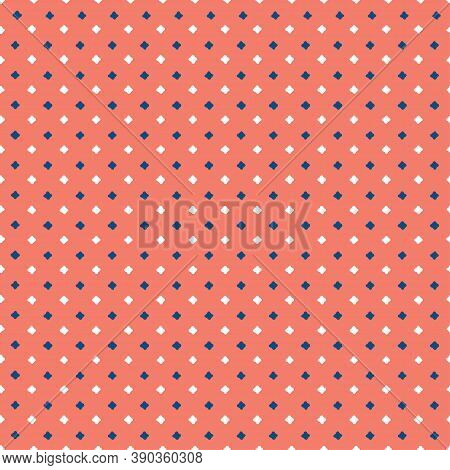 White and blue stars on a red background seamless vector pattern. Hand-drawn small scale diamond tie print.