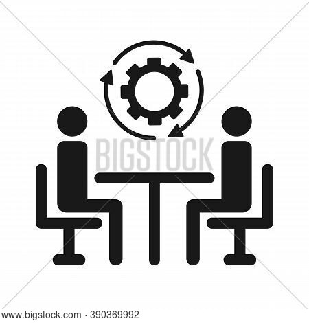 Round Table Meeting Vector Icon Isolated On White Background