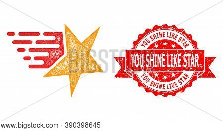 Wire Frame Star Icon, And You Shine Like Star Dirty Ribbon Stamp. Red Stamp Has You Shine Like Star 