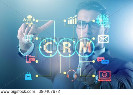 CRM custromer relationship management concept with businessman