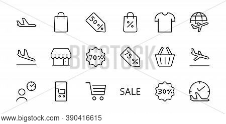 Cyber Monday Icon Set Contains Discount Packages, Promotions, Shopping Cart, Big Discounts, Shopping
