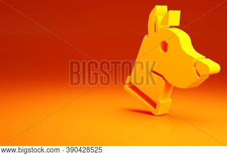 Yellow Dog Head Icon Isolated On Orange Background. Minimalism Concept. 3d Illustration 3d Render