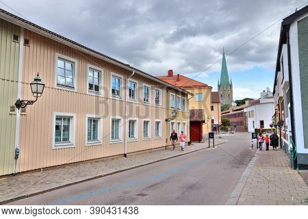 Linkoping, Sweden - August 25, 2018: Old Architecture Of Hunnebergsgatan Street In Linkoping, Sweden