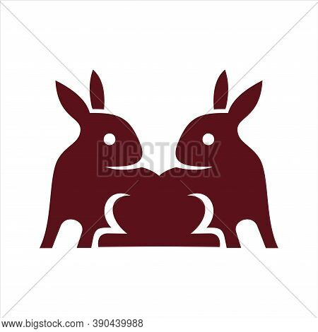 Twin Rabbit Flat Design Icon Logo Vector Flat Concept Design