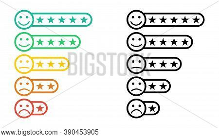 Emoticons. Star Rating. Emoji With Star Rating. Feedback Emoticon. Rating Scale With Smiles Represen
