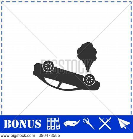 Crash Car Icon Flat. Simple Vector Symbol And Bonus Icon