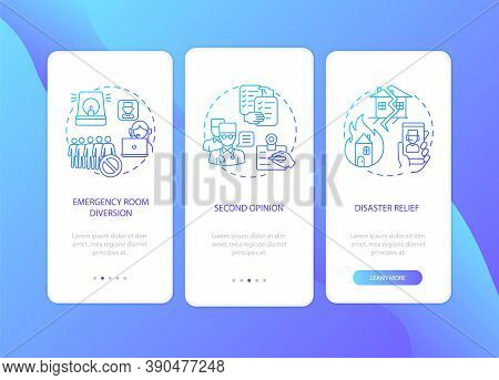 Telemedicine Pros Onboarding Mobile App Page Screen With Concepts. Connect With Doctor Using Interne