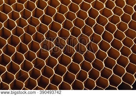 honeycomb cells of cardboard stiffening rib background