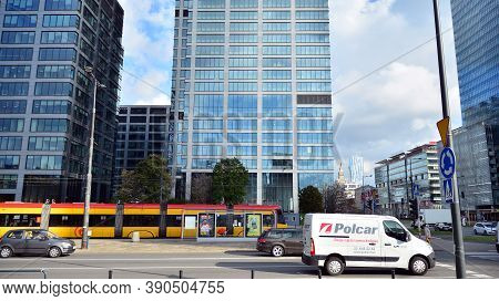 Warsaw, Poland. 19 October 2020. Roundabout Daszynski. New Skyscrapers In The Financial District Of 