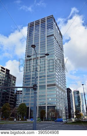 Warsaw, Poland. 19 October 2020. Roundabout Daszynski. New Skyscrapers In The Financial District Of 