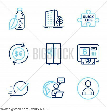 Business Icons Set. Included Icon As Refrigerator, Avatar, Bitcoin Atm Signs. Money Currency, Checkb