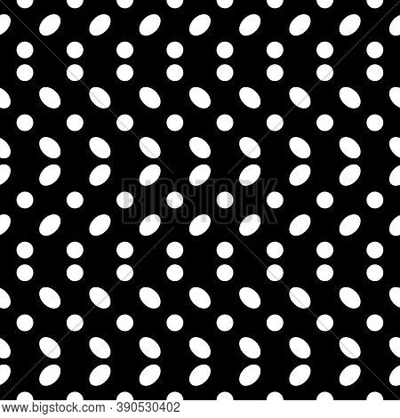 Seamless Pattern. Circles, Ovals Ornament. Polka Dot Wallpaper. Dots, Figures Motif. Rounds Backgrou