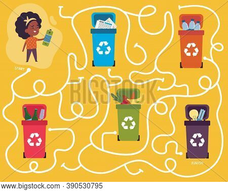 Recycling Maze For Kids With A Solution.labyrinth Game To Find Way Of Electronic Waste To Proper Con