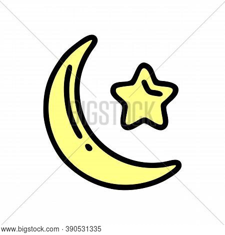 Crescent Moon Icon Isolated On White Background From Ramadan Collection. Crescent Moon Icon Trendy A