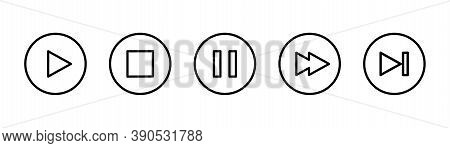 Play Button Line Icon. Vector Isolated Media Outline Signs. Set Of Black Play Vector Icons. Stock Ve