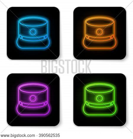 Glowing Neon Kepi Icon Isolated On White Background. Cap Army Uniform Headgear. Historic General Hat