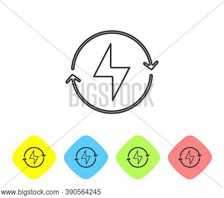 Grey Line Lightning Bolt Icon Isolated On White Background. Flash Sign. Charge Flash Icon. Thunder B