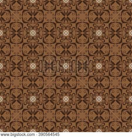 Unique Flower Patterns On Typical Parang Batik With Dark Brown Color Design.