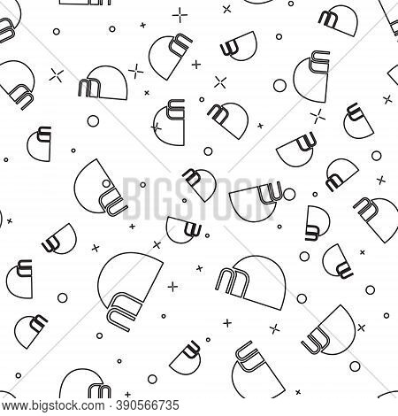 Black Line Igloo Ice House Icon Isolated Seamless Pattern On White Background. Snow Home, Eskimo Dom