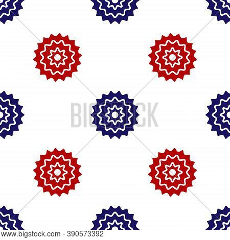 Blue And Red Bicycle Cassette Mountain Bike Icon Isolated Seamless Pattern On White Background. Rear