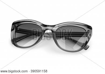Stylish Black Sunglasses Isolated On White Background