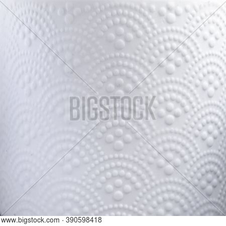 Close Up Picture Of White Textured Background With Small Dots And Round Patterns. Vintage Background