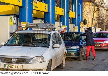Petrom Gas Station In Bucharest, Romania, 2020