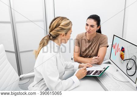 Prevention Diagnosis Of Heart Diseases In A Woman During A Consultation With An Experienced Cardiolo