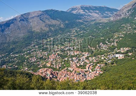 Krajobraz. Panoramiczny widok Maratea. Basilicata. Włochy.