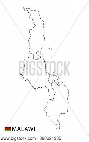 Malawi Map, Black And White Detailed Outline Regions Of The Country.