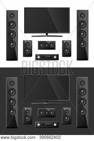 Vector Realistic 3d Illustration Of Modern Digital Video Home Cinema