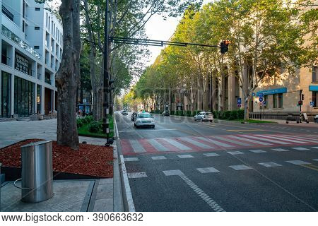 Tbilisi, Georgia - 18 October, 2020: Restored Chavchavadze Avenue In Tbilisi