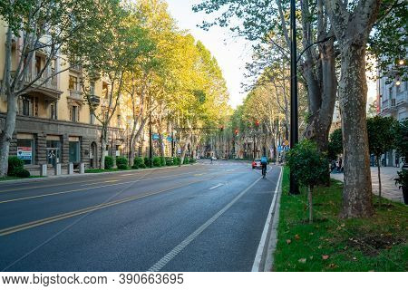 Tbilisi, Georgia - 18 October, 2020: Restored Chavchavadze Avenue In Tbilisi