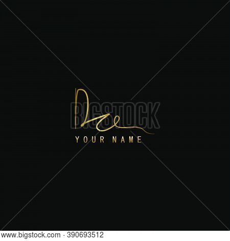 Gold Signature Logo D And Q, Dq Initial Letter Logo Sign. Handwriting Calligraphic Signature Logo Te
