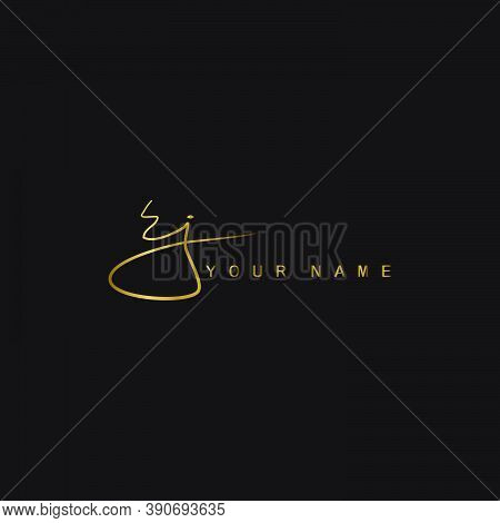 Gold Signature Logo E And J, Ej Initial Letter Logo Design. Handwriting Calligraphic Signature Logo 