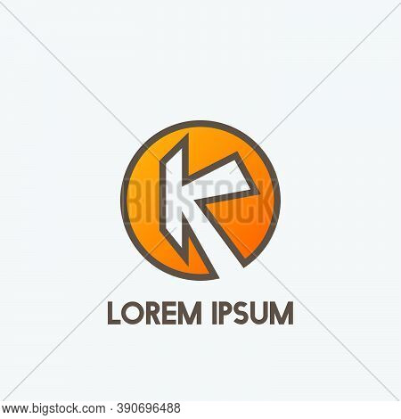 K Negative Space Initial Logo Concept Circle Icon Vector Template