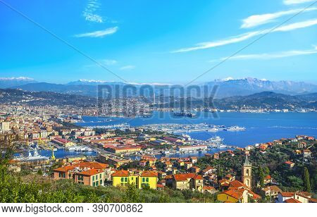La Spezia City And Harbor, Aerial View. Ligury, Italy, Europe.