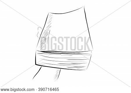 Sketch Vector Illustration For Education Related Article, Hand Holding Big Book.