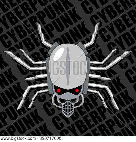 Images Of A Metal Skull In The Cyberpunk Style With Metal Exhaust Pipes. The Emblem Of Bikers. Image