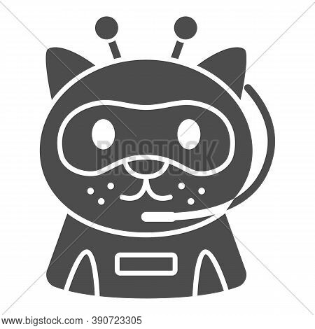 Robot Cat Solid Icon, Robotization Concept, Chat Bot Robot Sign On White Background, Ai Robotic Cat 